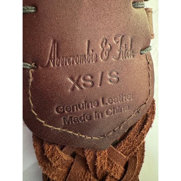 Vintage Y2K Abercrombie & Fitch Brown Braided Leather Belt XS/S